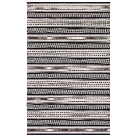 Safavieh 6 x 6 ft. Montauk Flat Weave Cotton Bohemian Square Area Rug Black & Ivory MTK728Z-6SQ